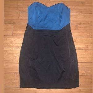 Forever21 Blue Black Strapless Form Fitting Dress